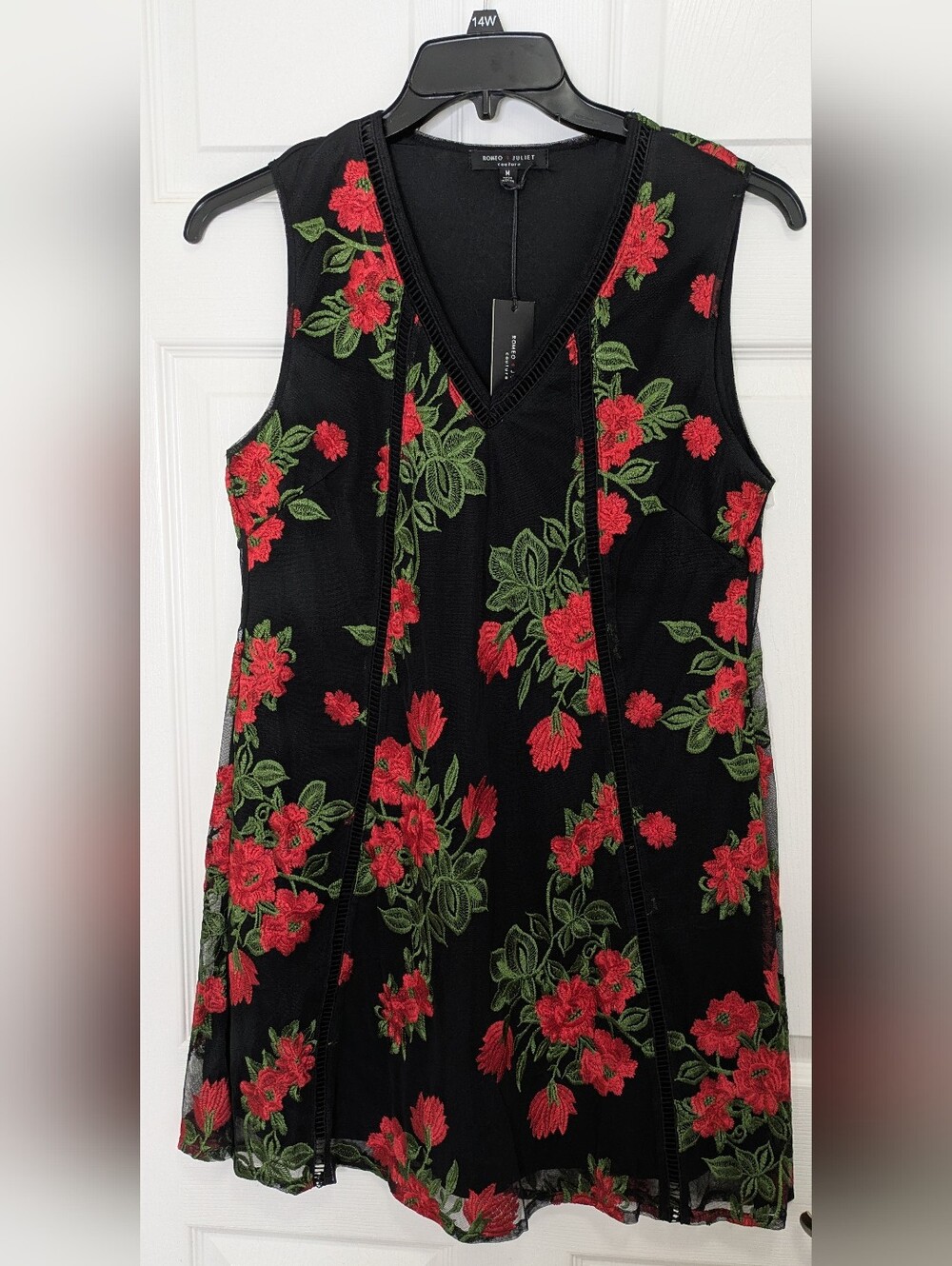 Romeo & Juliet Couture Black Multi Sleeveless Dress Medium Cottagecore
